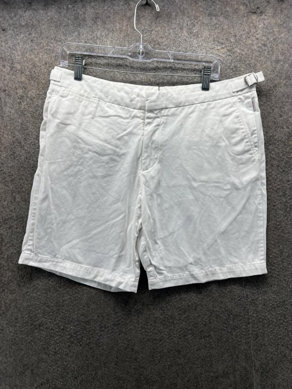 Orlebar Brown Swim Trunks Mens 36 White Solid Tailored Swim Shorts Pockets